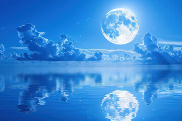 Wall Mural - an image capturing the reflection of stars and planets on a calm body of water, doubling the cosmic 
