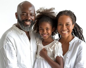 Poster - A happy family of three smiles for the camera. AI.