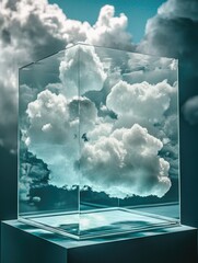 Sticker - Science fiction concept of clouds inside a glass container.