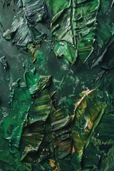 Abstract leafy green texture on a canvas.