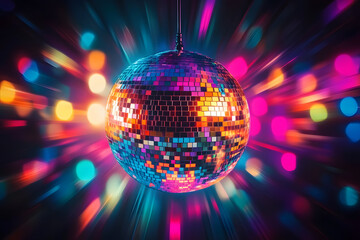 Wall Mural - colorful disco mirror ball nightclub sphere light.