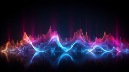 Wall Mural - Vibrant Abstract Sound Wave Visualization on Dark Background