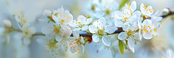 Poster - Close-up of fragile small flowers in a garden setting