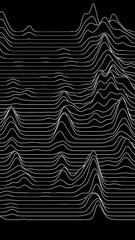 Poster - audio wavefrom lines on black backdrop. abstract music waves oscillation. futuristic sound wave visu