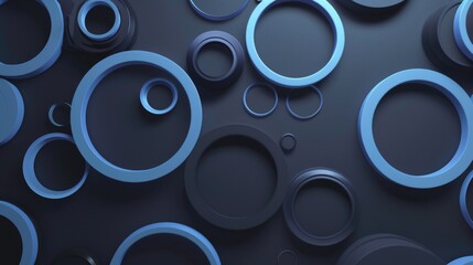 Aufkleber - A group of blue circles on a black background