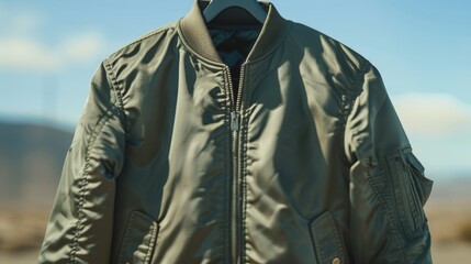 Poster - A jacket hangs from a desert clothes rack, perfect for outdoor adventures and travel photos