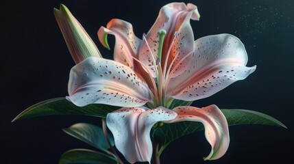 Poster - Close-up of a single flower against a dark backdrop, ideal for use in design or photography projects