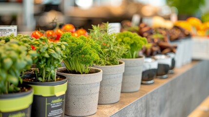 Fresh Herbs and Vegetables Displayed at a Farmers Market in Late Summer