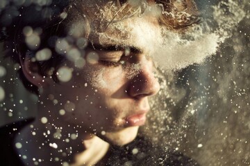 Aufkleber - A person looking out the window with a thoughtful expression