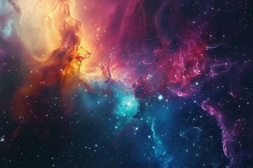 Wall Mural - Colorful and vivid space nebula with bright shining stars