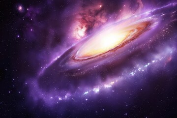 Wall Mural - Majestic spiral galaxy in the deep cosmos, surrounded by stars and glowing gas clouds.