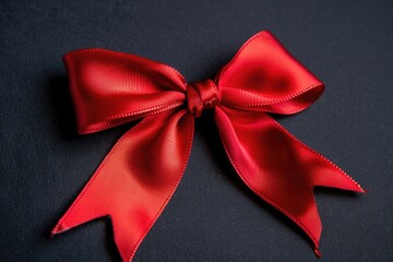Poster - A simple yet elegant design featuring a bright red bow against a dark black surface
