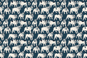 bulldog seamless texture pattern. background for cloth