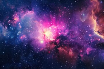 Wall Mural - Glowing Nebula and Stars in Deep Space