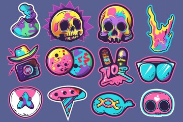 Poster - A collection of colorful stickers with various designs, suitable for crafting or decorating projects