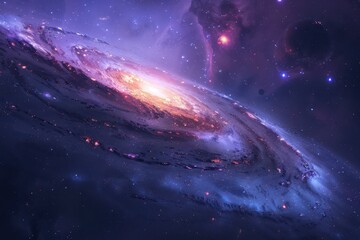 Wall Mural - Vibrant Spiral Galaxy in Deep Space with Stars and Nebulae