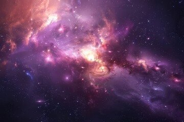 Wall Mural - Majestic Purple Pink Galaxy with Stars and Nebulae