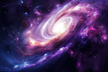 Wall Mural - vibrant spiral galaxy formation in deep space with glowing nebulae