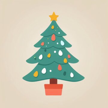 simple flat of christmas tree cartoon illustration