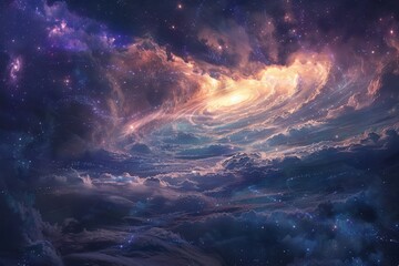 Wall Mural - Colorful and vibrant cosmic cloudscape with a hint of stardust.