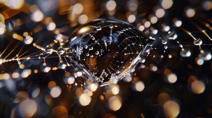 Macro shot of a dewdrop on a spider web