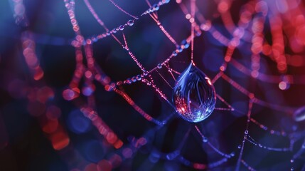 Macro shot of a dewdrop on a spider web