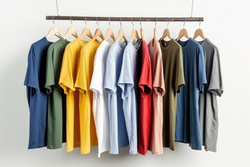 Wall Mural - A collection of shirts displayed on a clothes rack, suitable for fashion or clothing store use