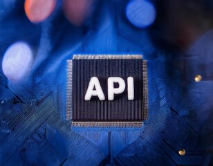 API visualization on electronic circuit board, Generated image