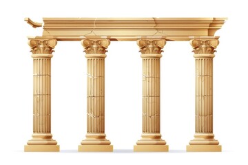 Poster - Architecture details of a building featuring three golden columns with columns on each side
