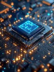 AI. Circuit board. Technology background. Central Computer Processors CPU concept. Motherboard digital chip. Tech science background. Integrated communication processor