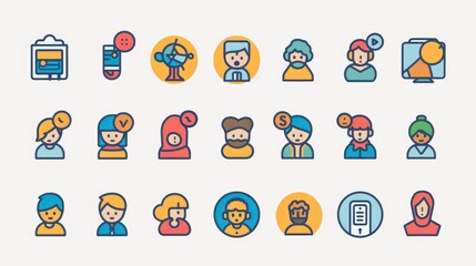 A collection of people icons on a white background, ideal for social media or website graphics