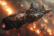 © Evhen Pylypchuk - An armada of spaceships preparing for battle against the vast backdrop of endless space, evoking a sense of epic intergalactic warfare.