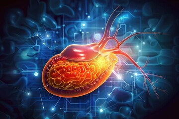 Poster - A unique anatomical representation of a human heart containing a brain, suggesting a connection between emotions and intellect