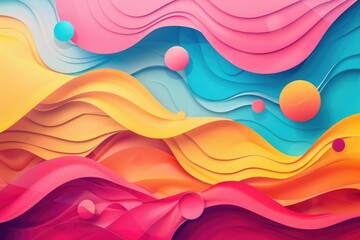 Poster - Colorful abstract background featuring waves and balloons, great for decorative purposes