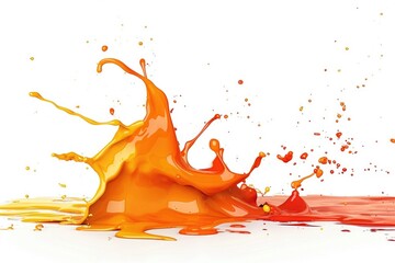 Poster - Freshly squeezed orange juice splashing on a clean white surface