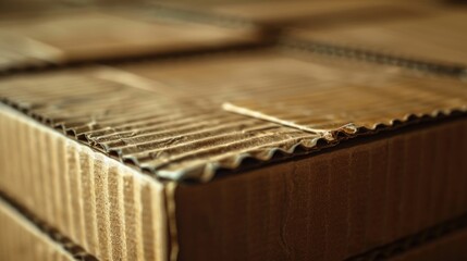 Aufkleber - A close-up shot of a cardboard box on a table, showing the texture and details