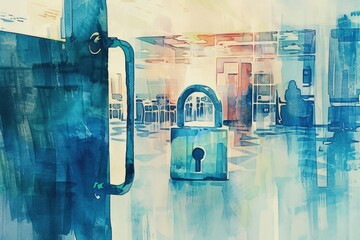 Poster - A close-up view of a lock on a door