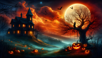 Poster - Photo a Halloween landscape background