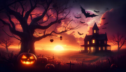 Wall Mural - Photo a Halloween landscape background