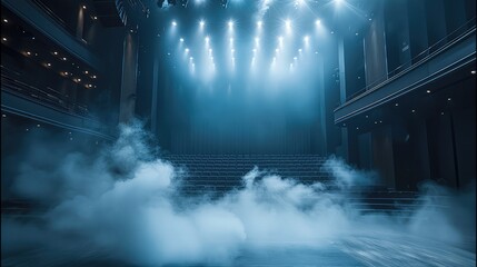 Aufkleber - The fog box on stage in a modern theater or auditorium. Generative AI.