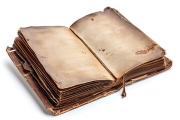 Aufkleber - An old book lying open on a white surface, great for backgrounds or adding texture to your design