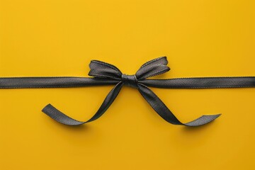 Poster - A simple design featuring a black ribbon on a bright yellow background