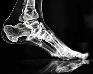 Canvas Print - An x-ray image of a foot and ankle. AI.