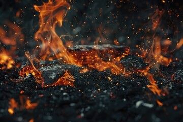 Poster - Close-up shot of burning flames, great for conveying warmth and energy