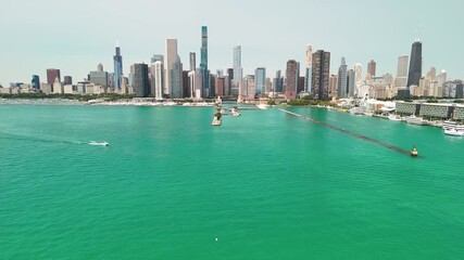 Wall Mural - Aerial view of Chicago from Navy Pier on a beautiful summer day