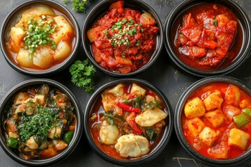 Wall Mural - Various Korean Home-style Side Dishes - generative ai