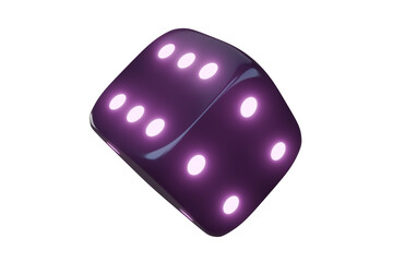 Fototapete - Casino gambling game dice. Iridescent dice with neon colors. Purple dice. 3d render