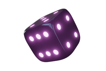 Fototapete - Casino gambling game dice. Iridescent dice with neon colors. Purple dice. 3d render