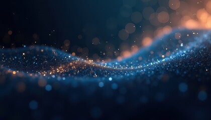 Poster - Abstract visual of sparkling lights creating a wave-like pattern against a dark background.