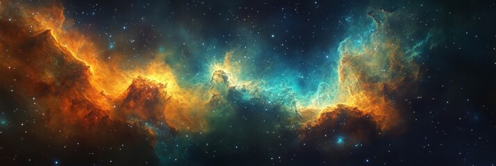 Wall Mural - A breathtaking and stunning representation of vibrant, colorful nebulae and cosmic clouds in the vast deep space